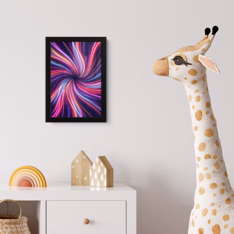 Abstract - Swirl - Futuristic - Neon fotolijst zwart zonder passe partout klein -usfeer4_kinderkamer