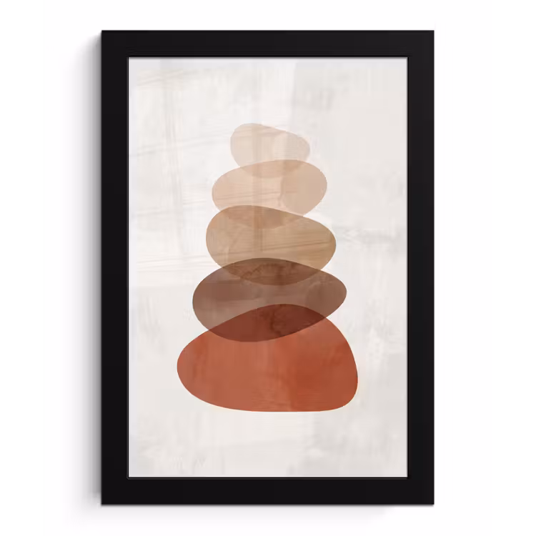 Abstractie - Gestapeld - Balans - Modern - Aardetinten fotolijst zwart zonder passe partout klein -3d
