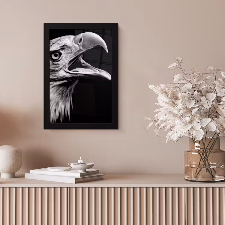 Adelaar - Portret - Roofvogels - Zwart - Wit - Vogel fotolijst zwart zonder passe partout klein -sfeer5