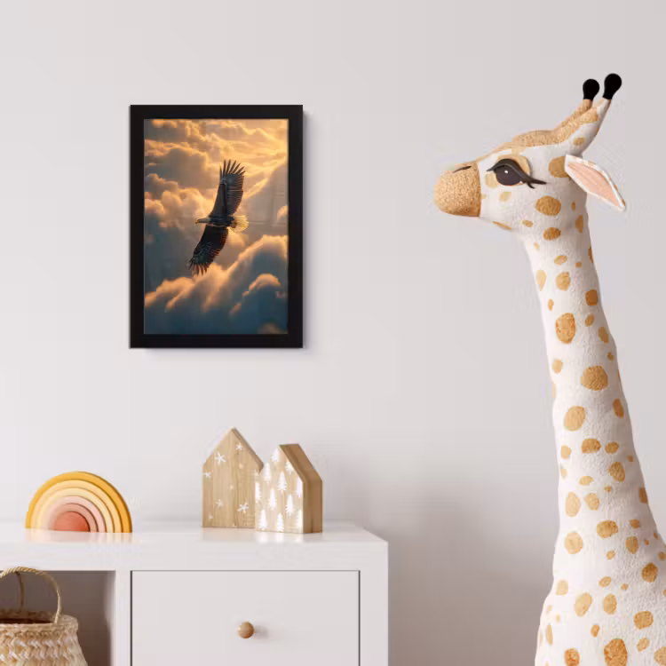 Adelaar - Wolken - Zon fotolijst zwart zonder passe partout klein -usfeer4_kinderkamer