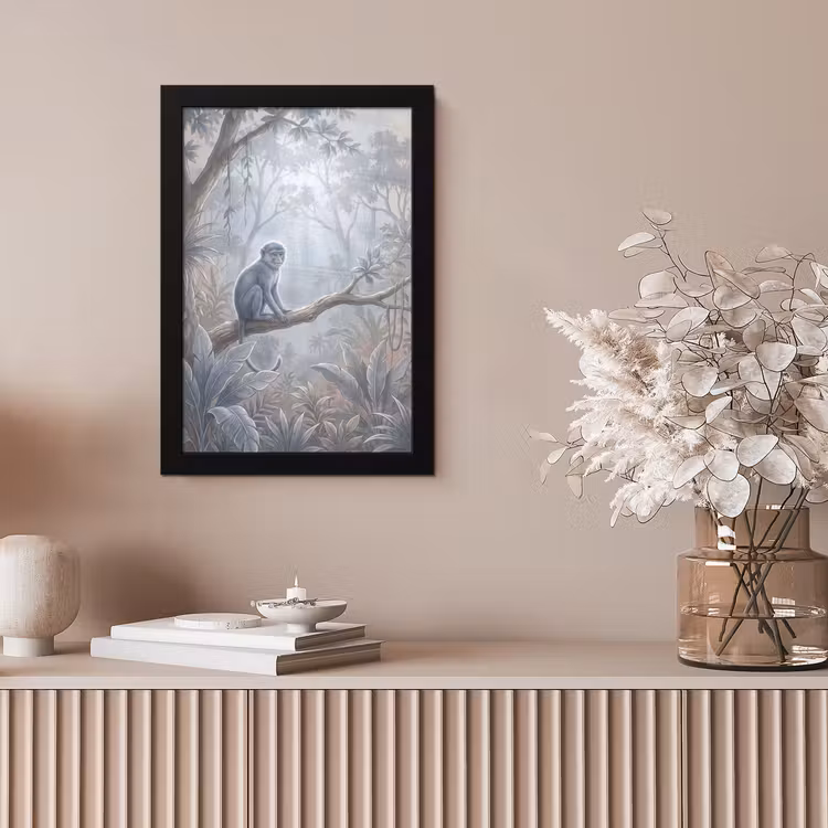 Aap - Boom - Jungle - Natuur - Grijs fotolijst zwart zonder passe partout klein -sfeer5