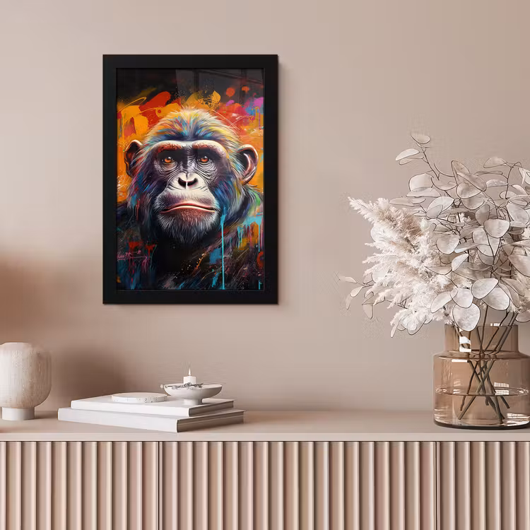 Aap - Gorilla - Graffiti - Dieren - Kleuren fotolijst zwart zonder passe partout klein -sfeer5