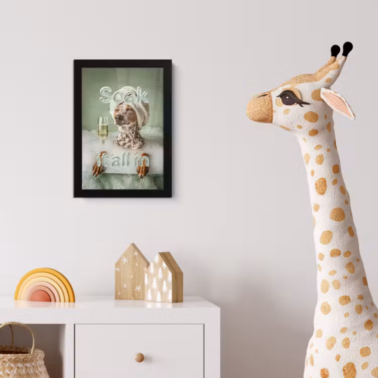 Soak it all in - Hond - Bad fotolijst zwart zonder passe partout klein -usfeer4_kinderkamer