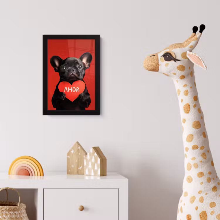 Amor - Hond - Hartje - Rood fotolijst zwart zonder passe partout klein -usfeer4_kinderkamer