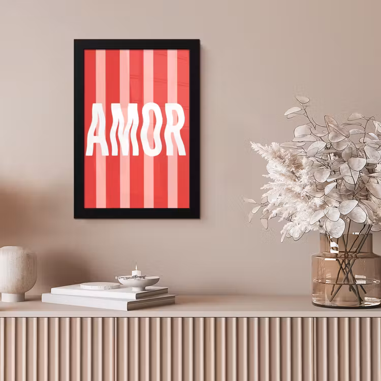 Amor - Strepen - Rood - Roze fotolijst zwart zonder passe partout klein -sfeer5