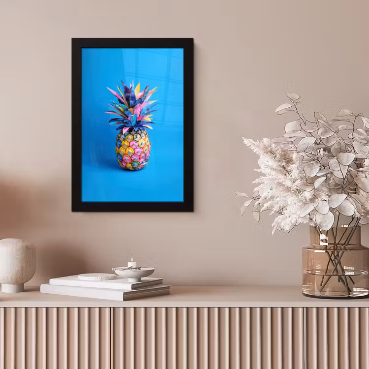 Ananas - Blauw - Tropisch - Vrolijk fotolijst zwart zonder passe partout klein -sfeer5