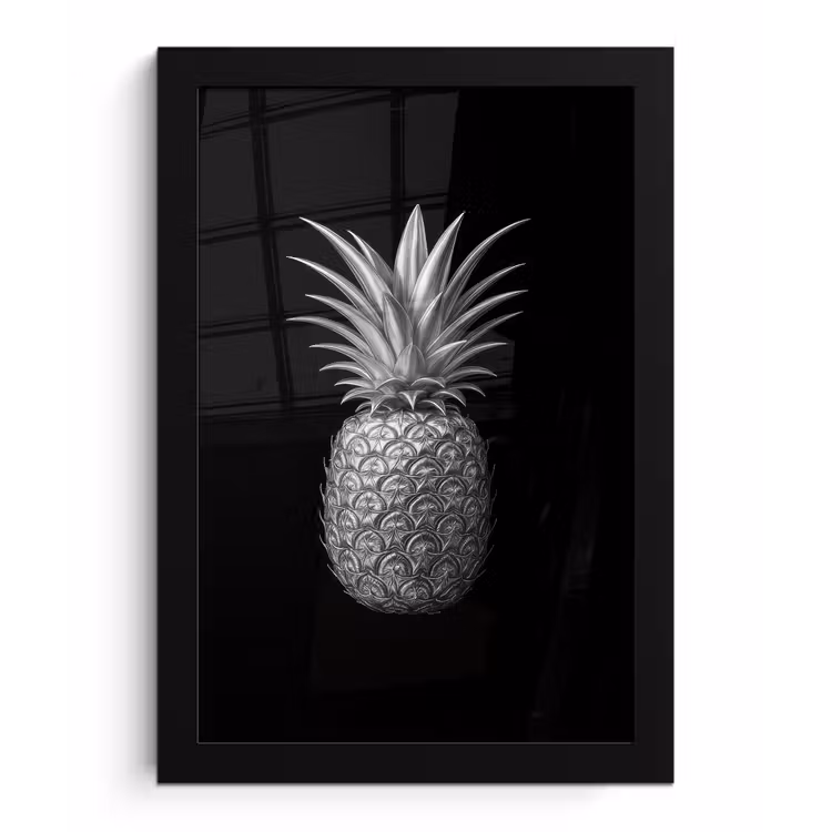 Ananas - Gedetailleerd - Bladeren fotolijst zwart zonder passe partout klein -3d