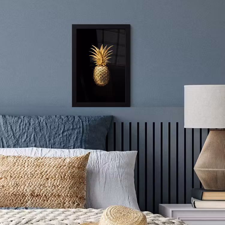 Ananas - Zwart - Goud - Luxe fotolijst zwart zonder passe partout klein -sfeer3