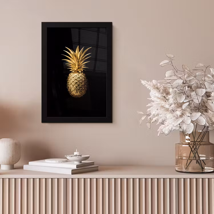 Ananas - Zwart - Goud - Luxe fotolijst zwart zonder passe partout klein -sfeer5