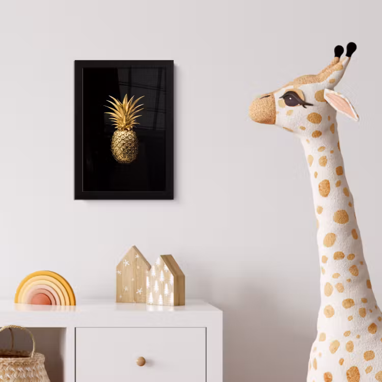 Ananas - Zwart - Goud - Luxe fotolijst zwart zonder passe partout klein -usfeer4_kinderkamer