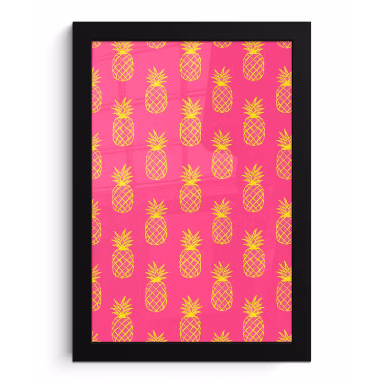 Ananas - Trendy - Roze fotolijst zwart zonder passe partout klein 224 -3d
