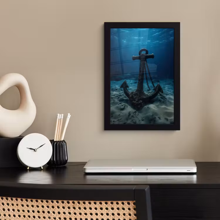 Anker - Ijzer - Zeebodem - Zand fotolijst zwart zonder passe partout klein -sfeer1