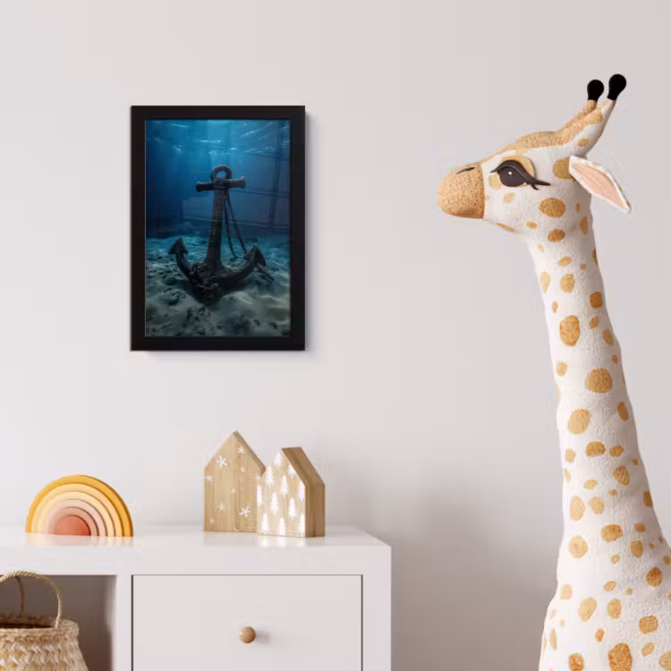 Anker - Ijzer - Zeebodem - Zand fotolijst zwart zonder passe partout klein -usfeer4_kinderkamer