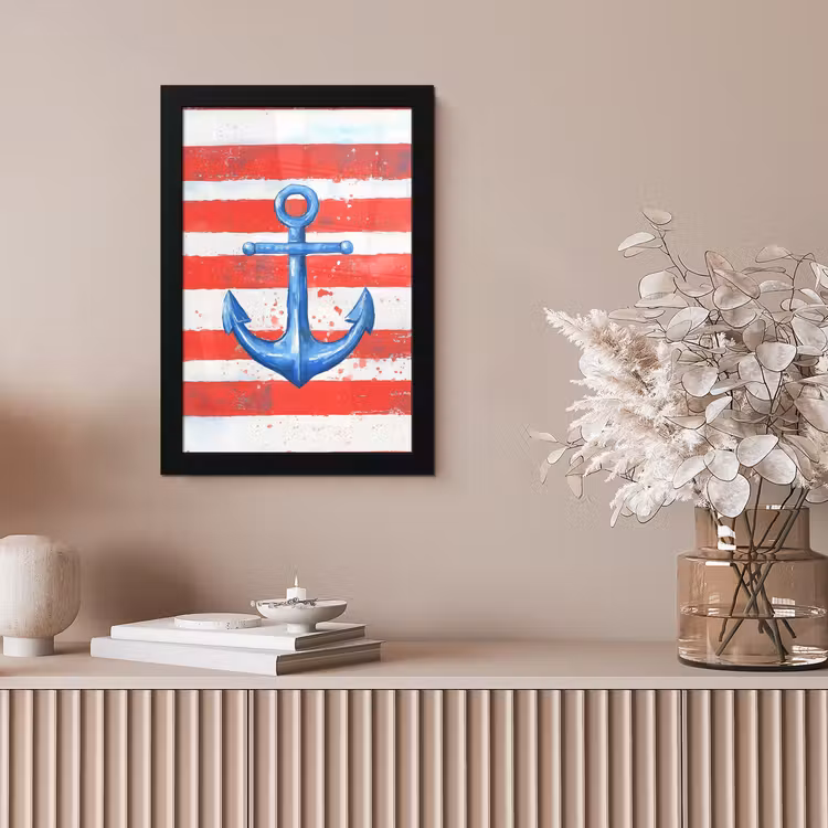 Anker - Verfspatten - Rood - Blauw fotolijst zwart zonder passe partout klein -sfeer5
