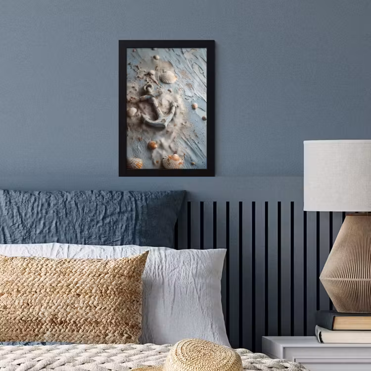 Anker - Hout - Schelpen - Zand fotolijst zwart zonder passe partout klein -sfeer3