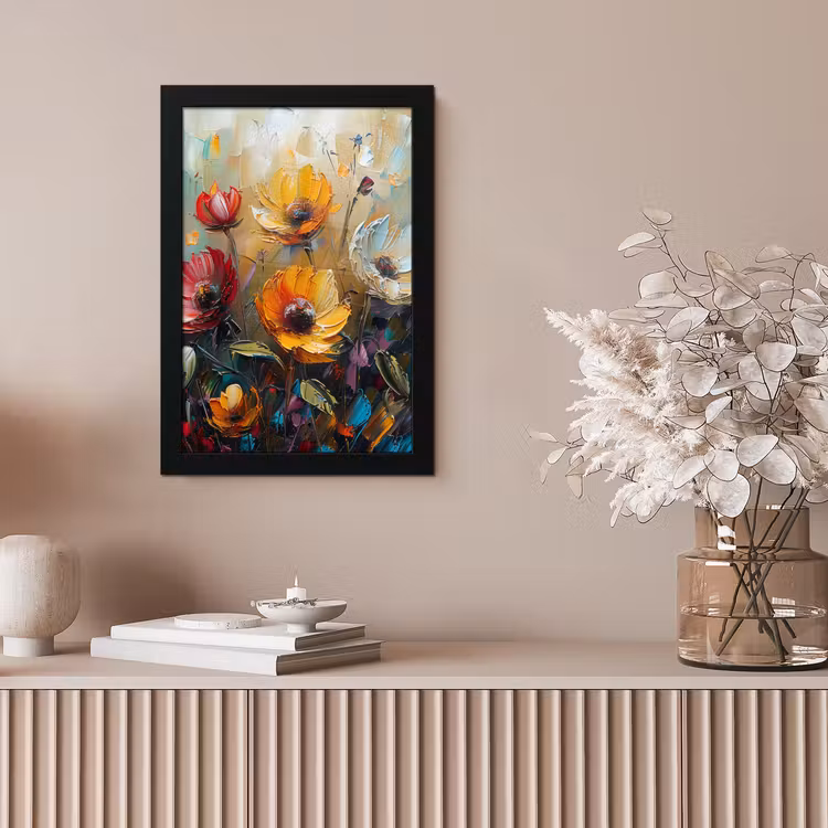 Watercolor - Bloemen - Kunst - Modern fotolijst zwart zonder passe partout klein -sfeer5