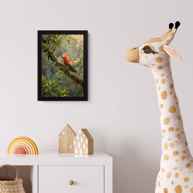 Ara - Jungle - Rood fotolijst zwart zonder passe partout klein -usfeer4_kinderkamer
