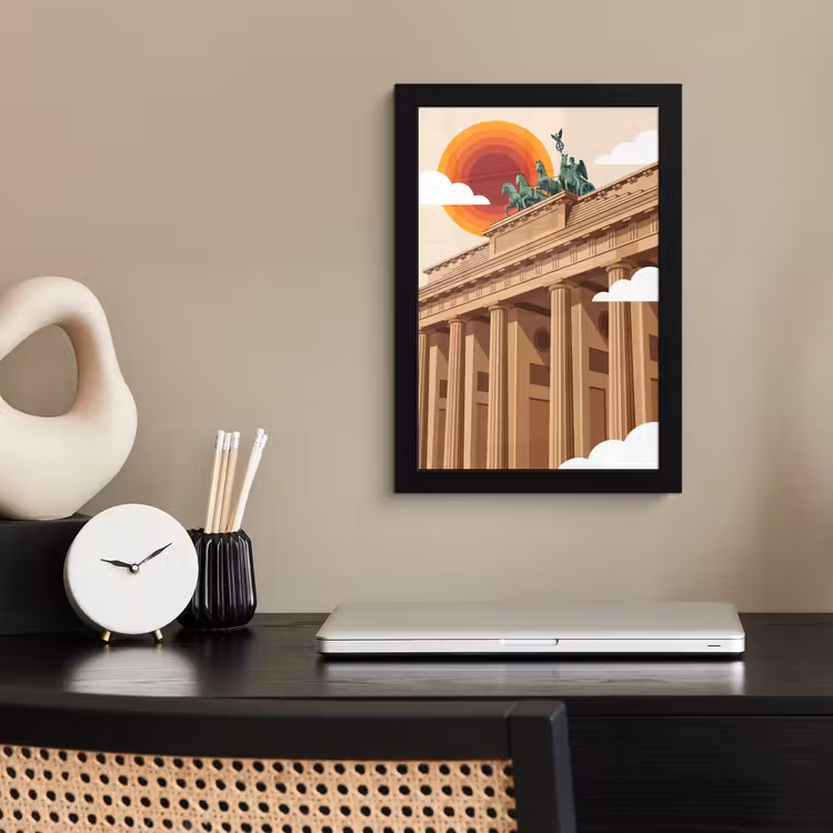 Architectuur - Brandenburg - Berlijn - Zonsondergang - Historisch fotolijst zwart zonder passe partout klein -sfeer1