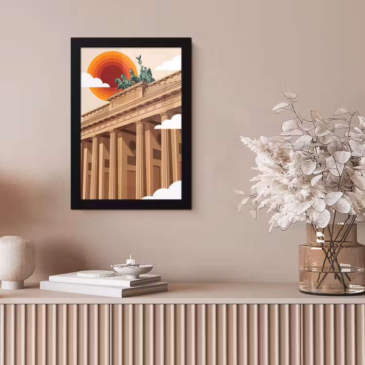 Architectuur - Brandenburg - Berlijn - Zonsondergang - Historisch fotolijst zwart zonder passe partout klein -sfeer5