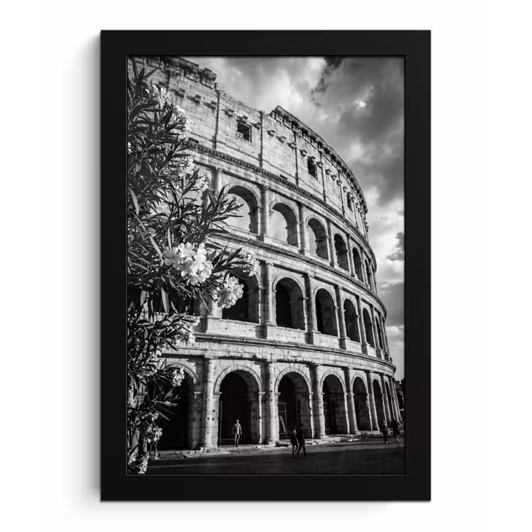 Architectuur - Colosseum - Rome - Historisch - Zwart-wit fotolijst zwart zonder passe partout klein -3d