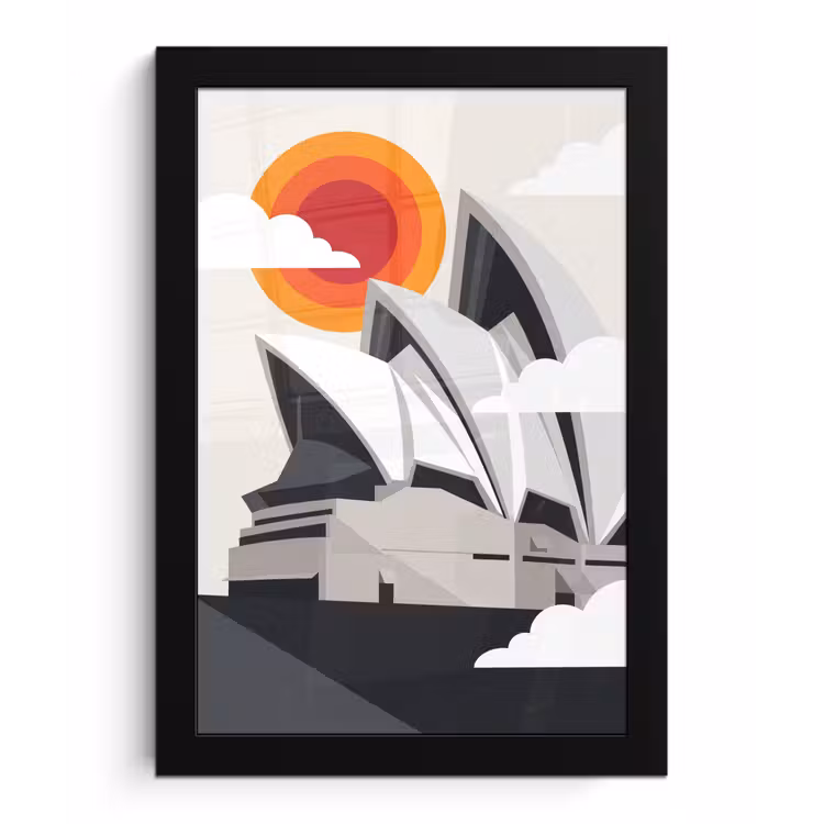Architectuur - Stadsgezicht - Modern - Grijs - Oranje fotolijst zwart zonder passe partout klein -3d