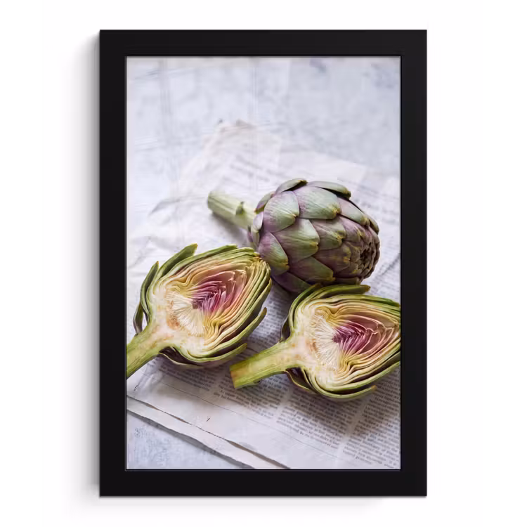 Bilder mit Rahmen - Artischocke – aufgeschnitten – Essen - Artisjok - Doorgesneden - Eten fotolijst zwart zonder passe partout klein