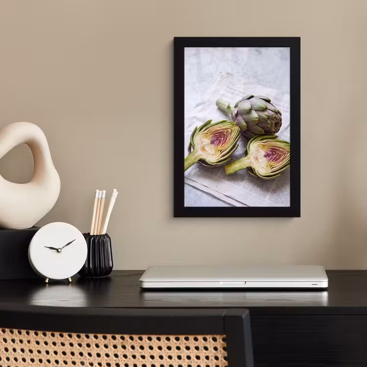 Bilder mit Rahmen - Artischocke – aufgeschnitten – Essen - Artisjok - Doorgesneden - Eten fotolijst zwart zonder passe partout klein