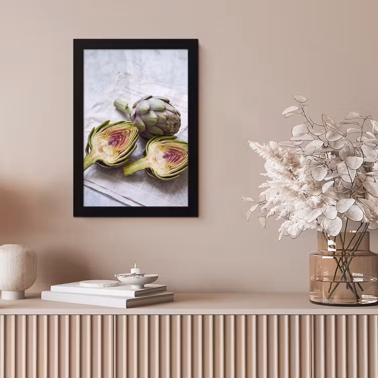 Bilder mit Rahmen - Artischocke – aufgeschnitten – Essen - Artisjok - Doorgesneden - Eten fotolijst zwart zonder passe partout klein
