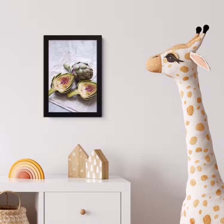 Bilder mit Rahmen - Artischocke – aufgeschnitten – Essen - Artisjok - Doorgesneden - Eten fotolijst zwart zonder passe partout klein