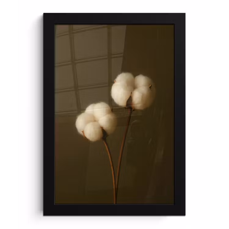Takken - Katoen - Wit - Bollen fotolijst zwart zonder passe partout klein -3d