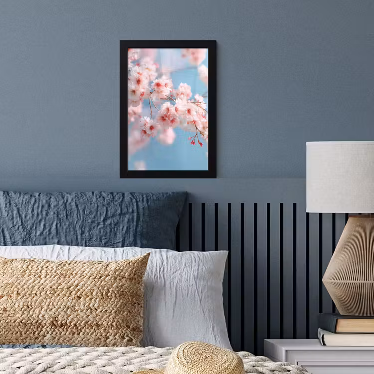Takken - Bloesems - Roze fotolijst zwart zonder passe partout klein -sfeer3