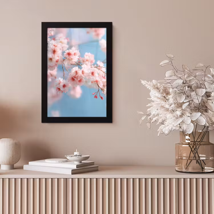 Takken - Bloesems - Roze fotolijst zwart zonder passe partout klein -sfeer5