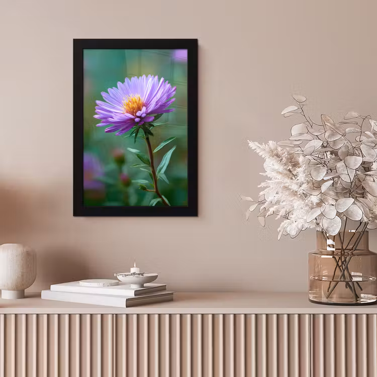 Aster - Paars - Bloem - Blaadjes fotolijst zwart zonder passe partout klein -sfeer5