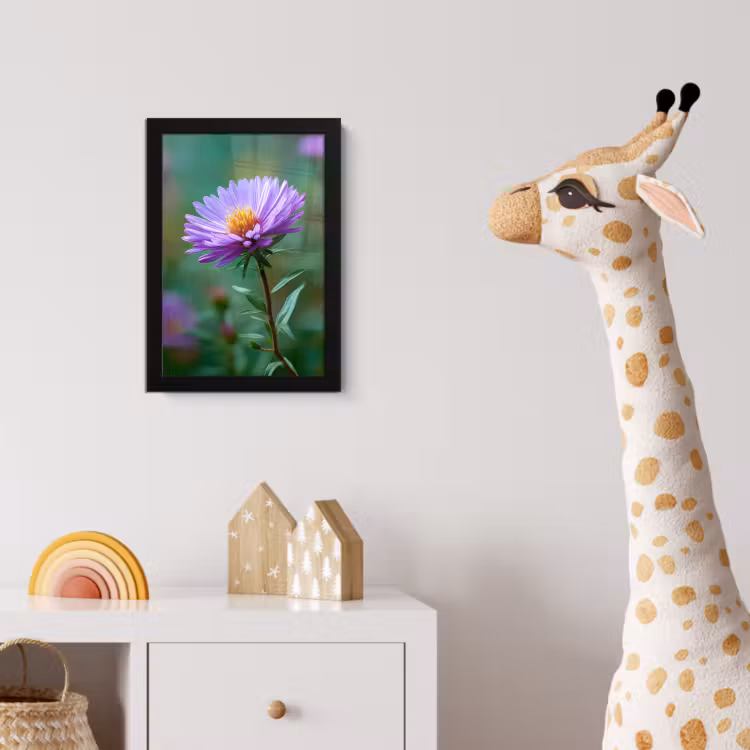 Aster - Paars - Bloem - Blaadjes fotolijst zwart zonder passe partout klein -usfeer4_kinderkamer