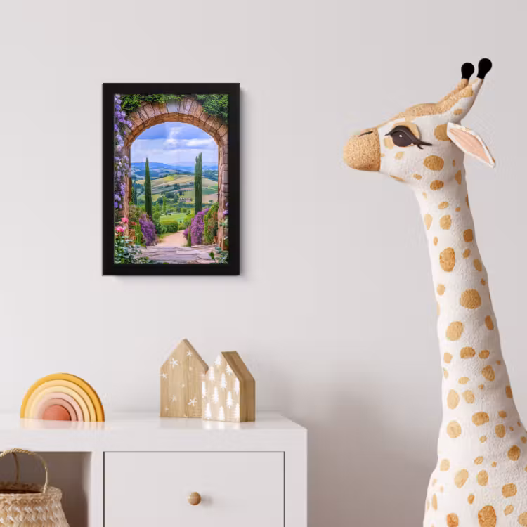 Doorkijk - Toscane - Landschap - Poort fotolijst zwart zonder passe partout klein -usfeer4_kinderkamer