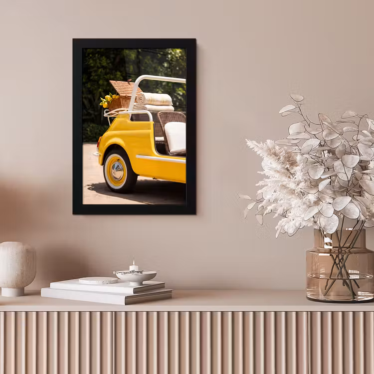 Auto - Picknick - Zomer - Geel fotolijst zwart zonder passe partout klein -sfeer5