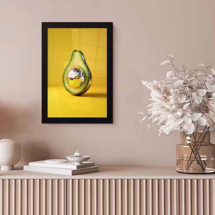 Avocado - Discobal - Geel - Glitter fotolijst zwart zonder passe partout klein -sfeer5