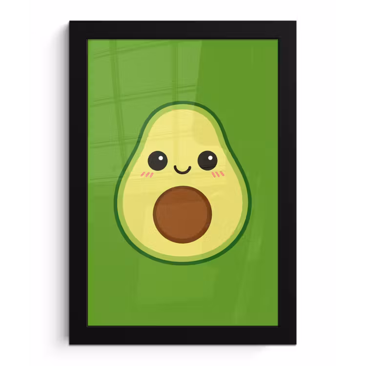 Avocado - Groen - Speels fotolijst zwart zonder passe partout klein -3d