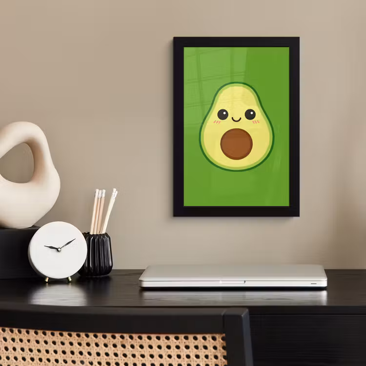 Avocado - Groen - Speels fotolijst zwart zonder passe partout klein -sfeer1