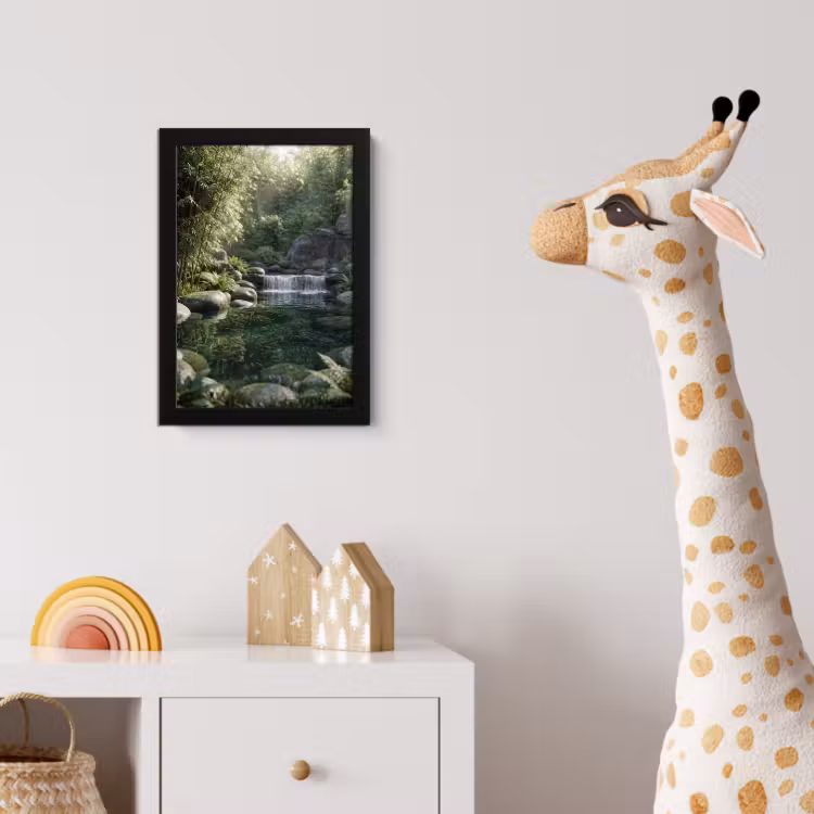 Beek - Waterval - Natuur - Groen fotolijst zwart zonder passe partout klein -usfeer4_kinderkamer