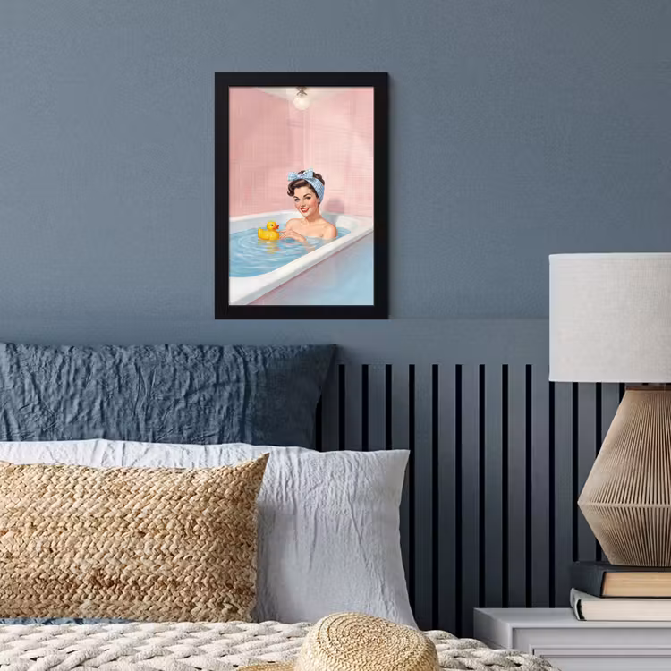Badkamer - Eend - Blauw fotolijst zwart zonder passe partout klein -sfeer3