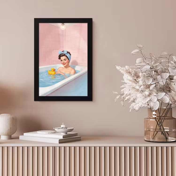 Badkamer - Eend - Blauw fotolijst zwart zonder passe partout klein -sfeer5