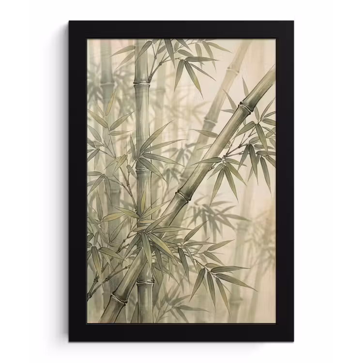 Bamboe - Bladeren - Aziatisch - Groen - Natuur fotolijst zwart zonder passe partout klein -3d