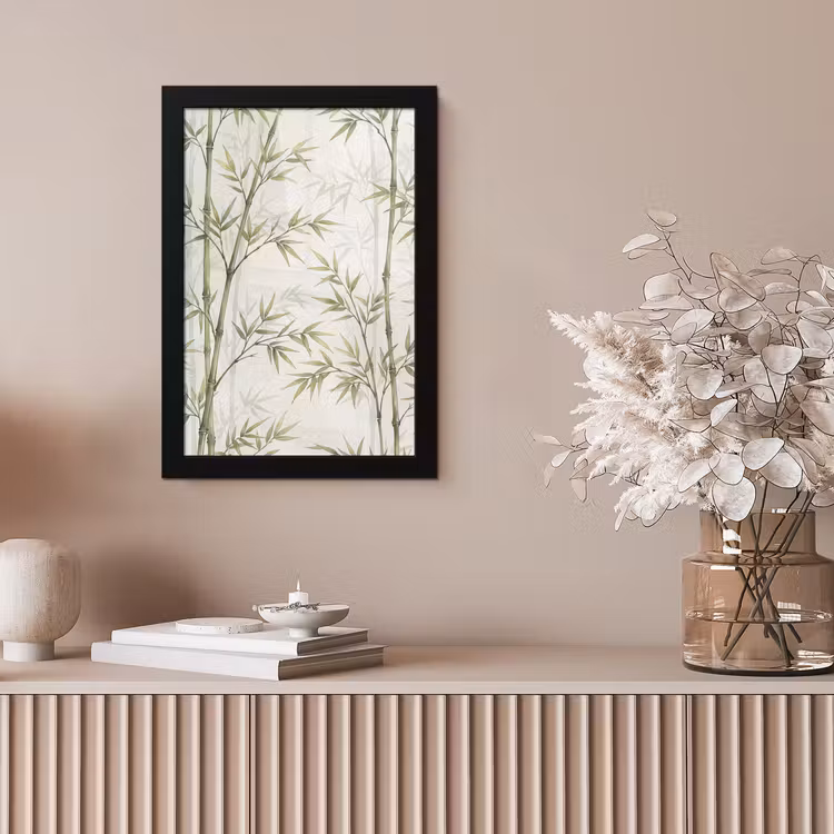 Bamboe - Bladeren - Natuur - Aquarel - Groen fotolijst zwart zonder passe partout klein -sfeer5
