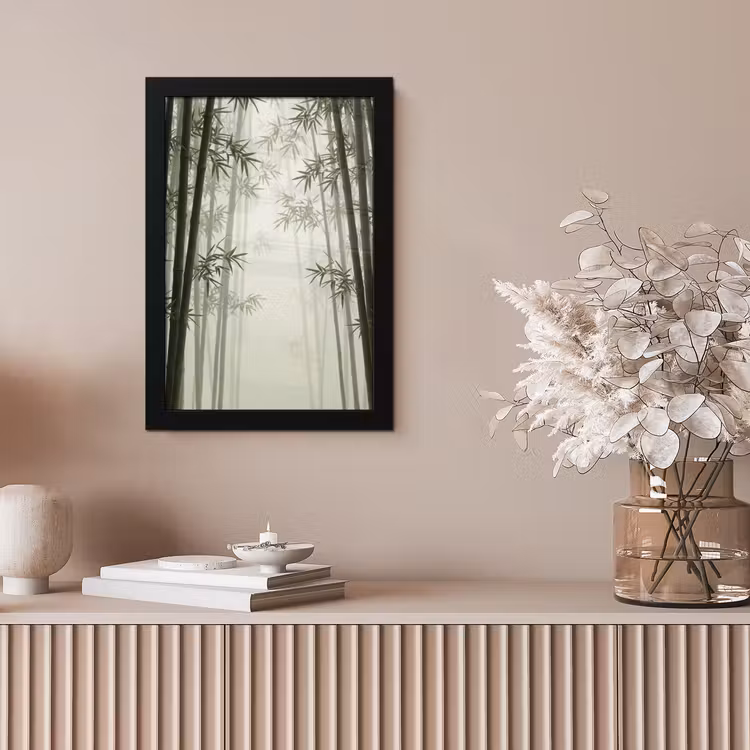 Bamboe - Bos - Mist - Natuur fotolijst zwart zonder passe partout klein -sfeer5