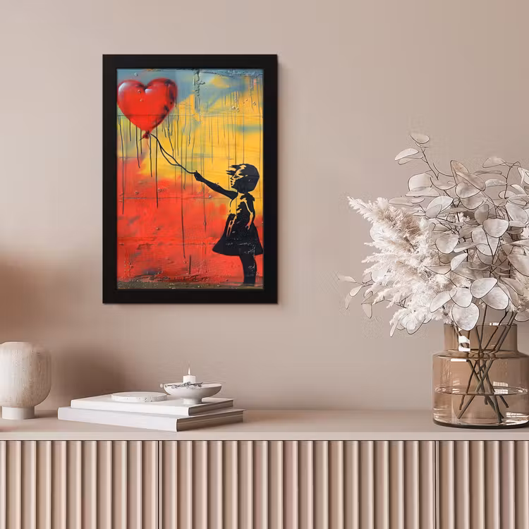 Banksy - Kunst - Graffiti - Meisje - Street art fotolijst zwart zonder passe partout klein -sfeer5