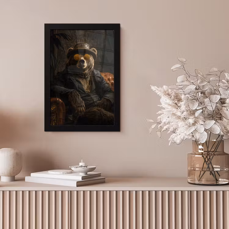 Beer - Bruin - Pak - Hoed fotolijst zwart zonder passe partout klein -sfeer5
