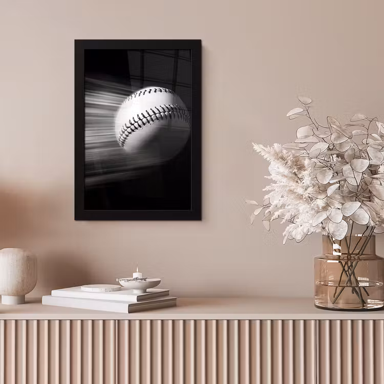 Honkbal - Wit - Vliegt fotolijst zwart zonder passe partout klein -sfeer5