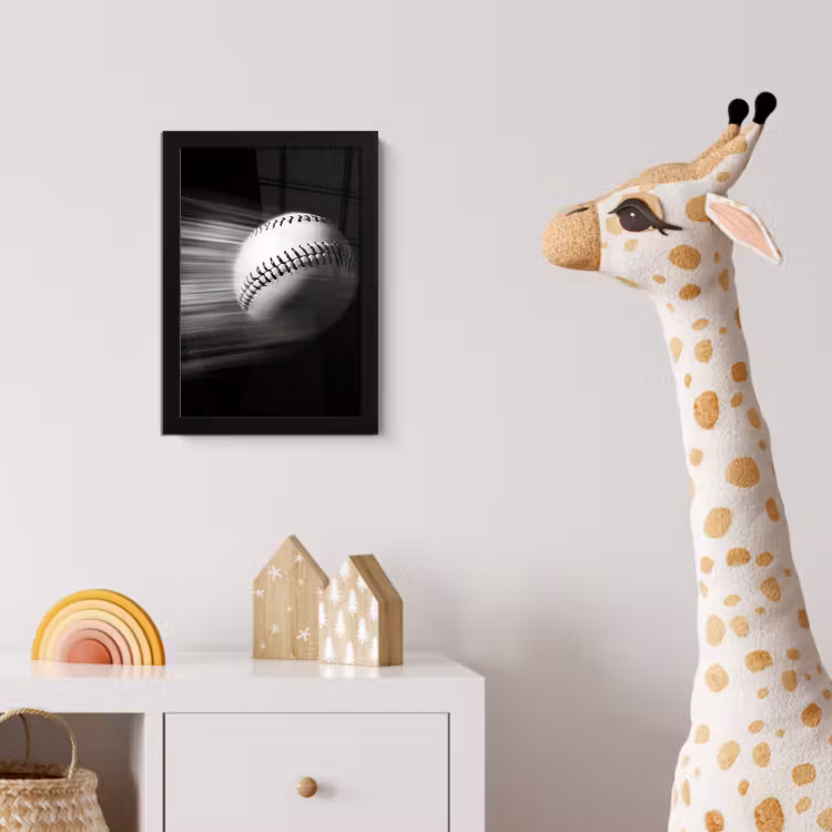 Honkbal - Wit - Vliegt fotolijst zwart zonder passe partout klein -usfeer4_kinderkamer