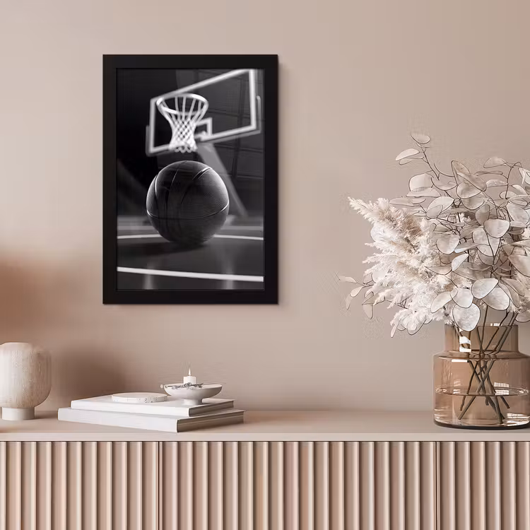 Basketbal - Basketbalveld - Lichtlijnen fotolijst zwart zonder passe partout klein -sfeer5